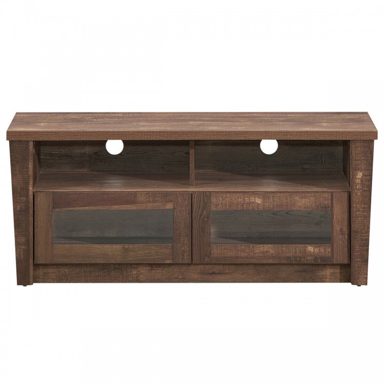 Wooden TV Stand with 2 Open Shelves and 2 Door Cabinets