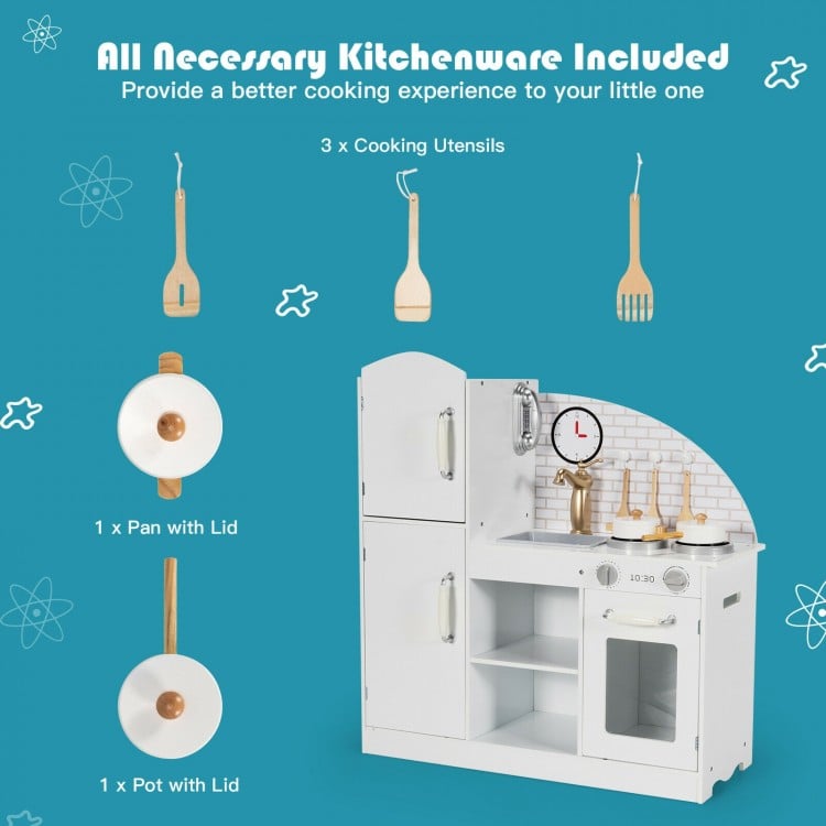 Kids Kitchen Playset Pretend Play Cooking Set with Vivid Faucet and Telephone