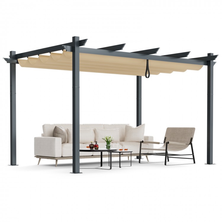 10 x 13 Feet Outdoor Aluminum Retractable Pergola Canopy Shelter