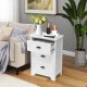 3-Drawer End Storage Wood Side Nightstand