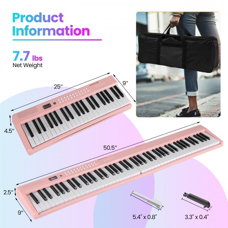 88 Key Foldable Electric Keyboard Piano with Wireless MIDI and Dual Speakers