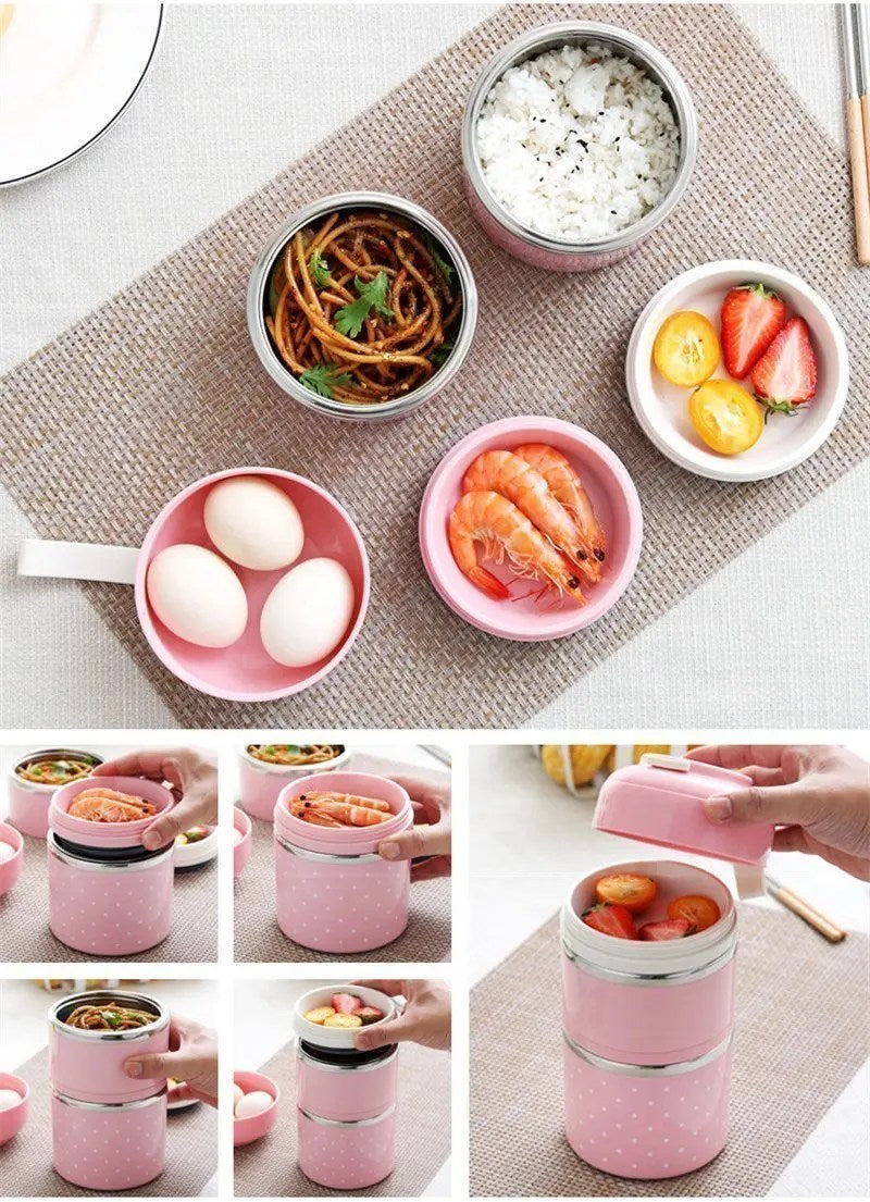 IsshotTM Insulated Stainless Steel Bento Lunch Box, Leak-Proof, Multi-Layer, BPA-Free, with Bag, 750-1650ml