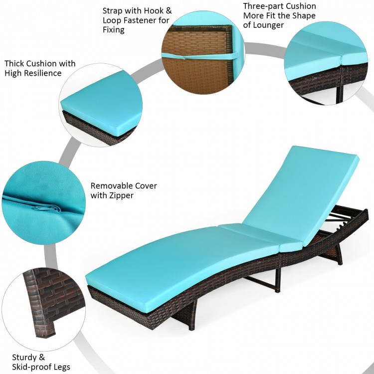 Patio Folding Chaise Lounge with 5 Adjustable Levels and Cushion