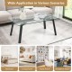 Modern Tempered Glass Coffee Table with Metal Frame for Living Room