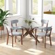 Dining Chairs Set of 2 Upholstered Mid-Back Chairs with Solid Rubber Wood Frame