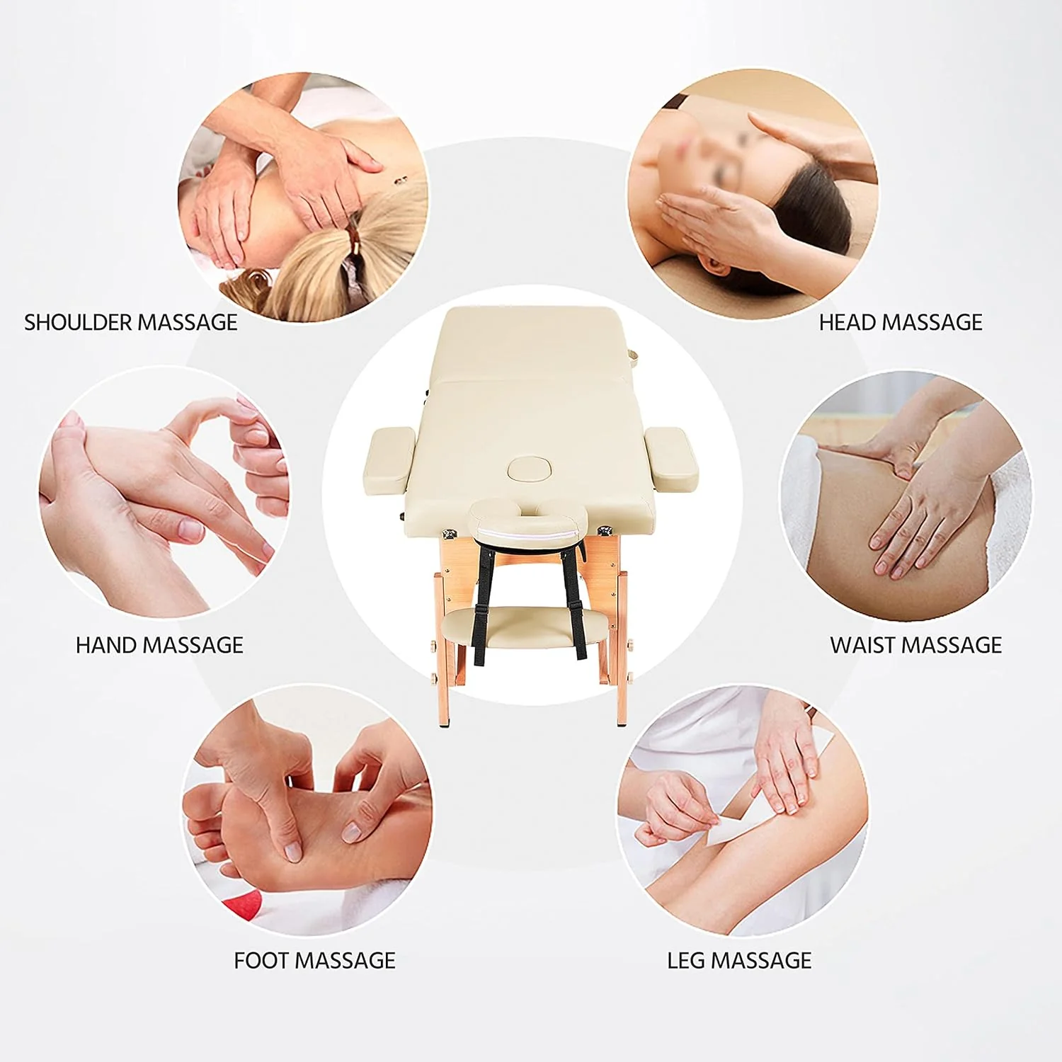 Yaheetech Massage Table Portable Lash Beds Spa Bed Massage Couch Foldable Spa Tables Adjustable 2 Fold with Non-Woven Bag 24 inch, Black