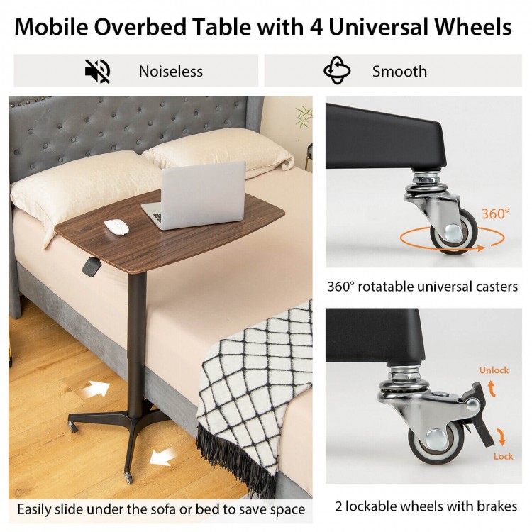 Height Adjustable Mobile Standing Desk with Lockable Wheels