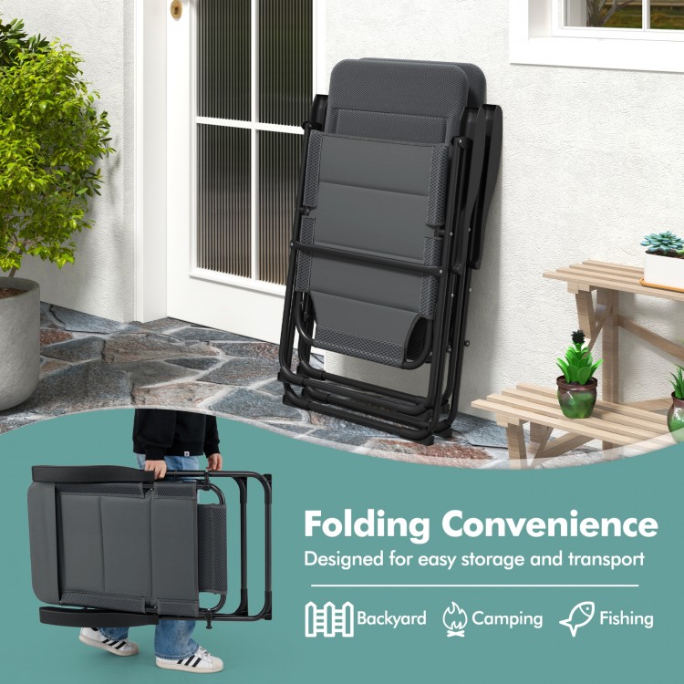 2 Pieces Outdoor Folding Patio Chairs with Adjustable Backrests for Bistro and Backyard