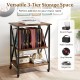 3-Tier Record Player Stand with Charging Station and Adjustable Shelf