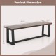 56.5 Inches Wood Dining Bench with Wavy Edge and Adjustable Footpads