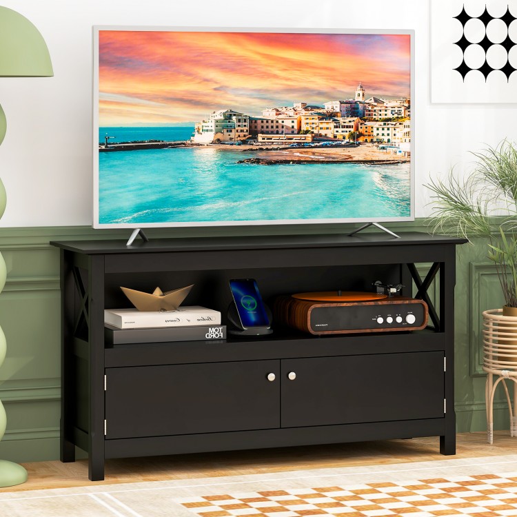TV Stand Entertainment Center with Charging Station for TVs up to 50 Inch