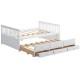 Full Size Wood Daybed Frame with Trundle Bed and 3 Storage Drawers
