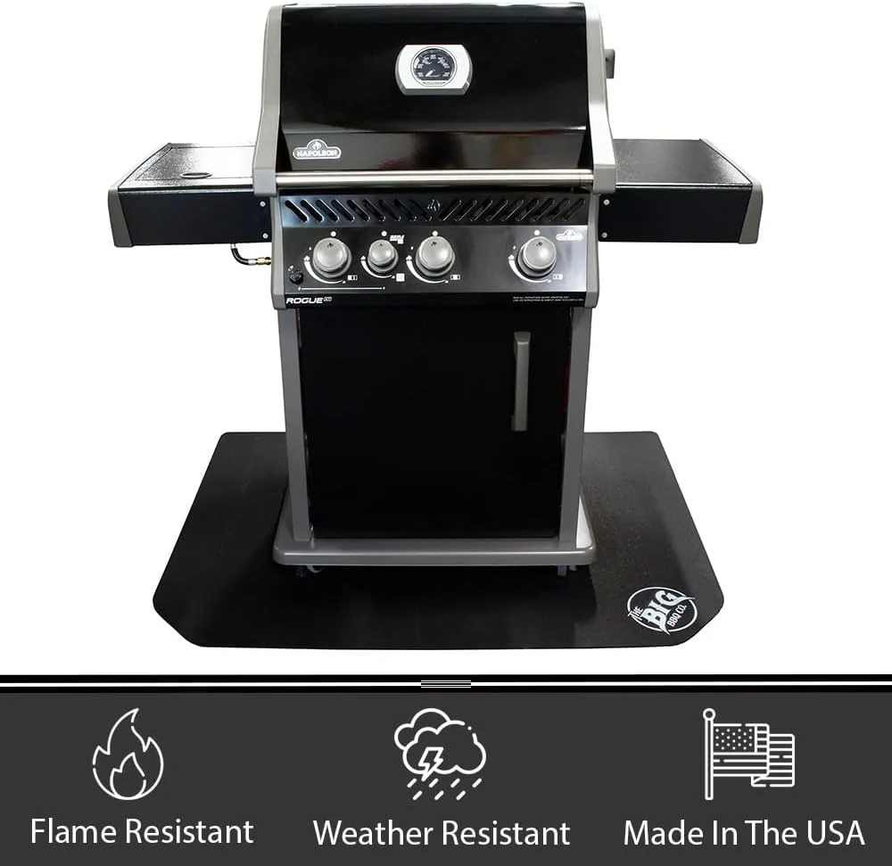 The Big BBQ Company Heavy Duty Rubber Grill Mat 36′′x48′′ | Flame & Weather Resistant, Easy Clean, USA Made