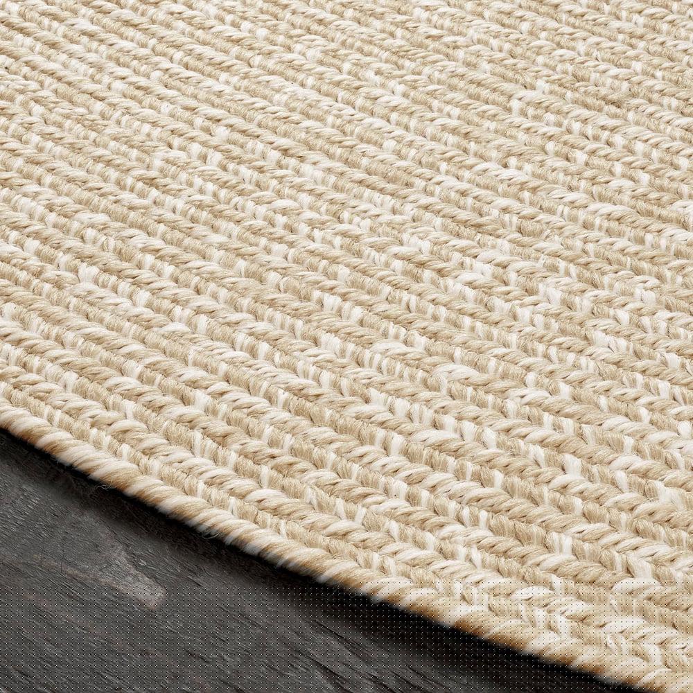 SUPERIOR Braided Oval Area Rug 8×10, Cream/White – Indoor Outdoor, Stain & Fade Resistant, OEKO-TEX Certified
