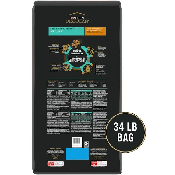 Purina Pro Plan Focus Puppy Dry Food, Chicken & Rice, 34 lbs – Supports Brain, Vision, Muscle, Immunity, and Bone Health