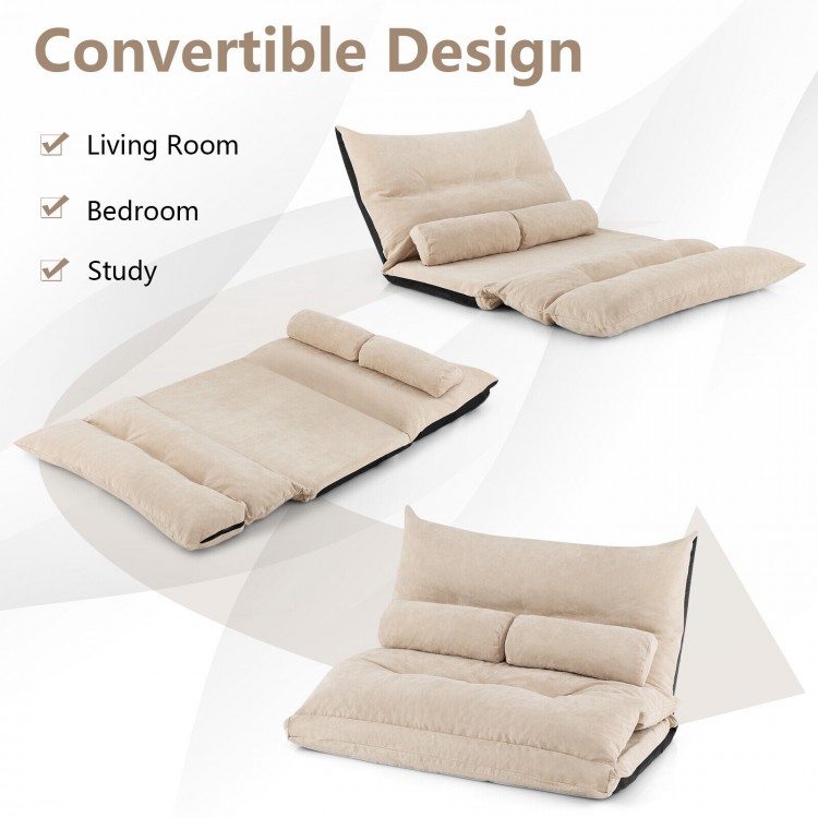 Adjustable Floor Sofa Bed with 2 Lumbar Pillows