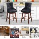 2 Pieces 29 Inch Pub Height Swivel Upholstered Bar Stools with Wood Legs