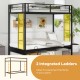 Twin Over Futon Bunk Bed with 2 Ladders and Safety Guardrails