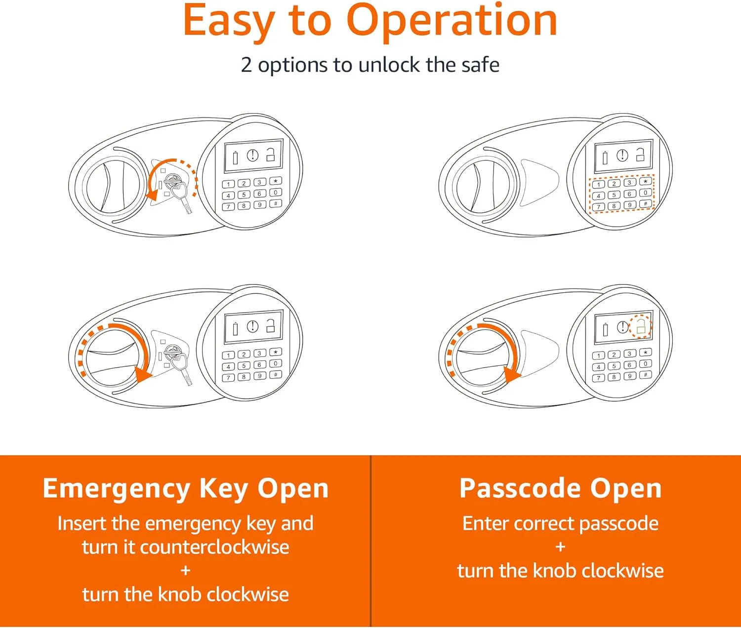 Amazon Basics Black Programmable Security Safe, Electronic Keypad, Alloy Steel, 0.7 Cu Ft, Home/Office Safe