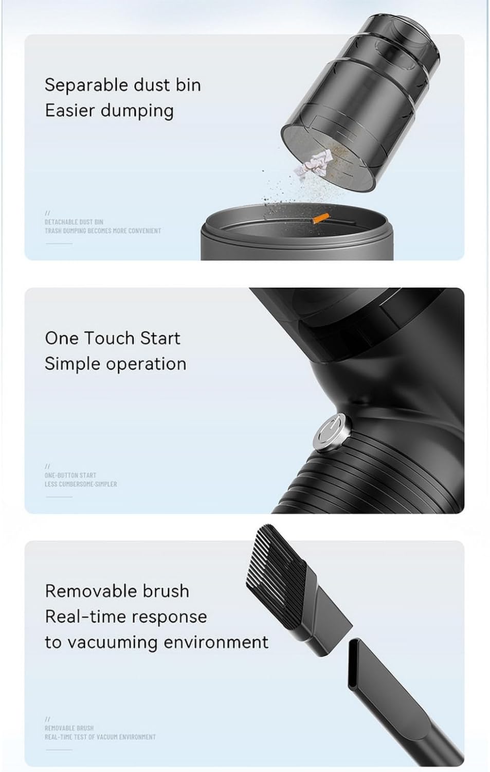 Generic Portable Cordless Handheld Vacuum Cleaner, 120W, 280ml Capacity, Blue – Lightweight & Compact for Car and Home Use