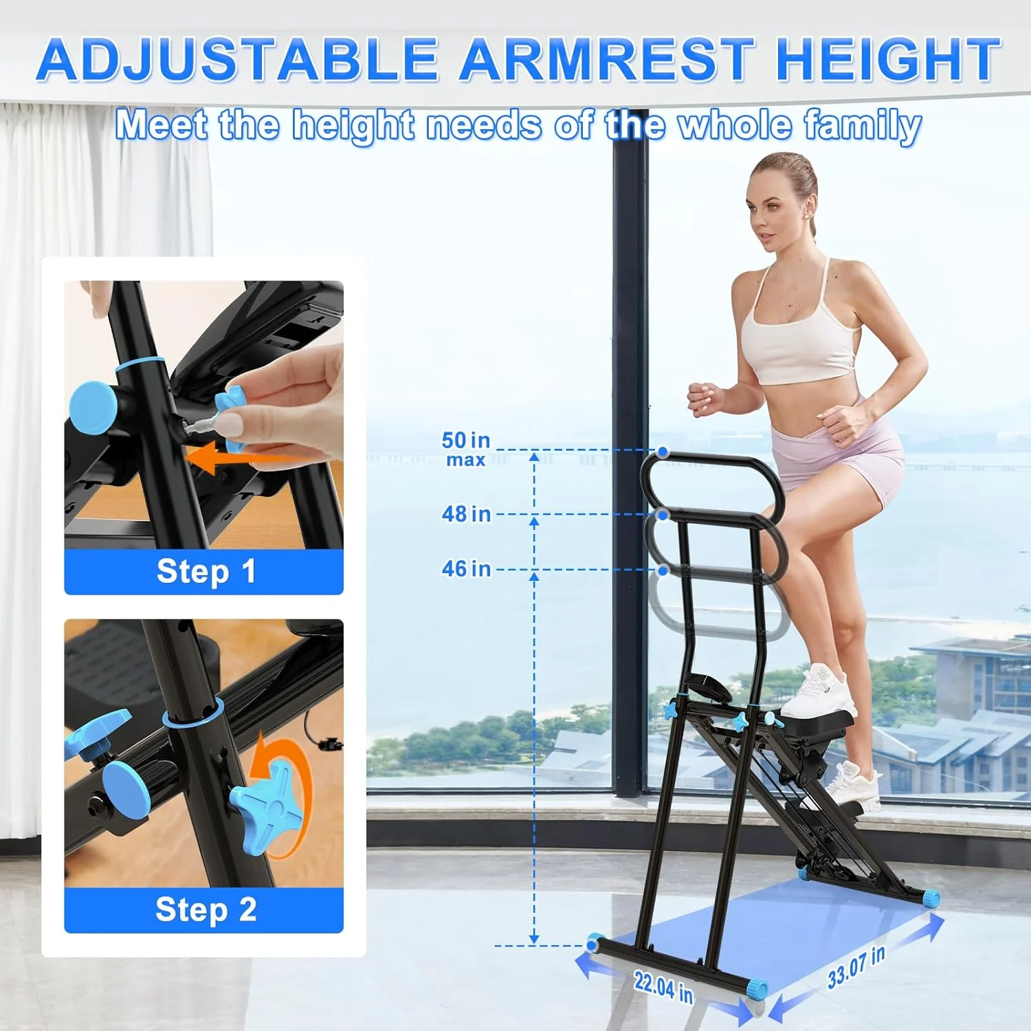 Stair Stepper for Home Gym,Folding Vertical Climber Cardio Exercise Machine,Stair Climber for Full Body Workout with Adjustable Handlebar for Women & Men