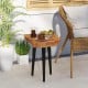 Irregular Solid Teak Wood End Table with Mahogany Tapered Legs