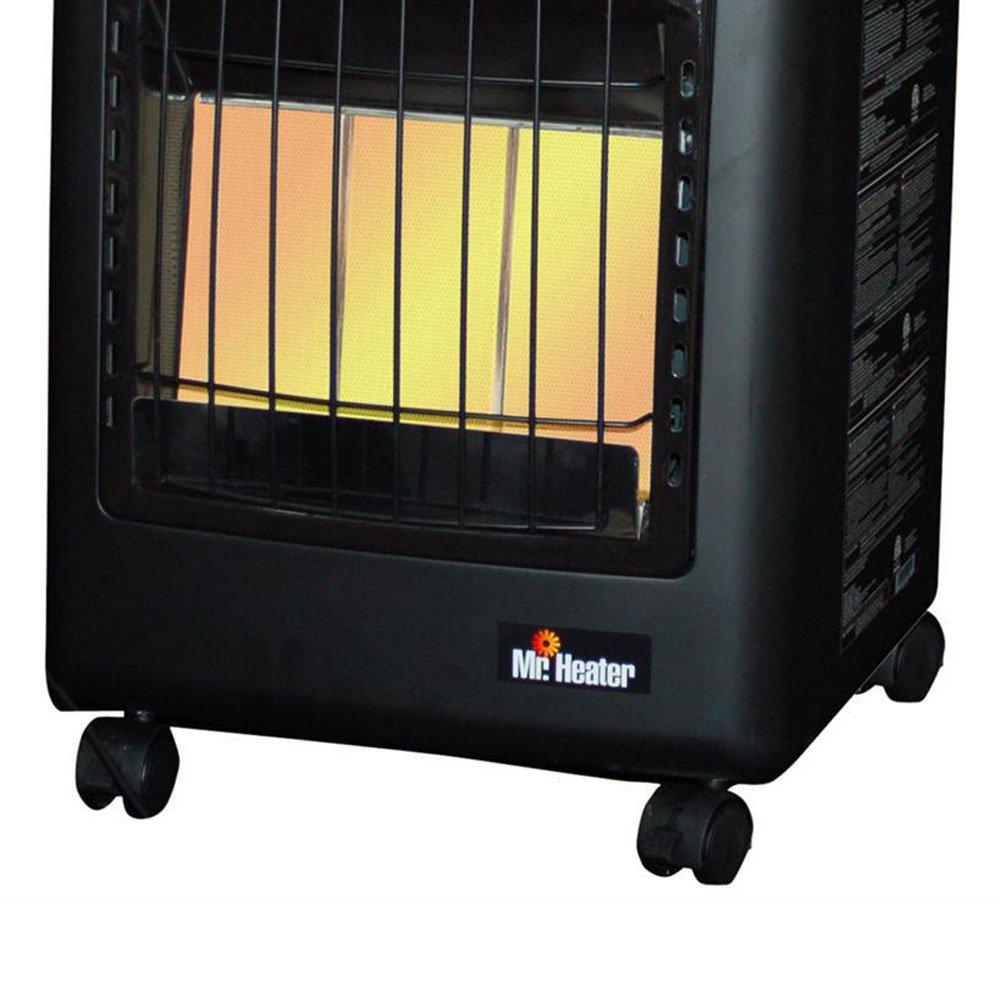 Portable Propane Radiant Heater by [Brand Name], 18,000 BTU, Outdoor Use, Includes Regulator & Hose, Safety Features, Mobile Cabinet Design