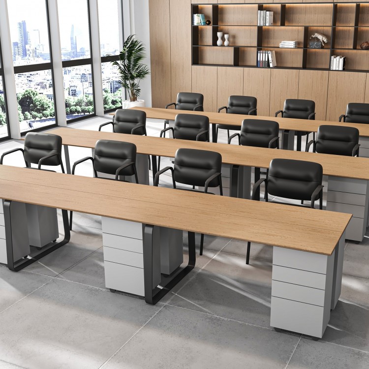 Waiting Room Guest Chair Set of 2 Upholstered Reception Chairs with Mixed PU Leather and Integrated Armrests