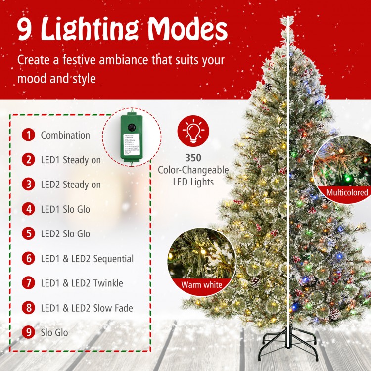6/7.5/9 FT Artificial Christmas Tree Pre-Lit Hinged Holiday Tree with 360° Quick Power Connector