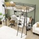 Twin Metal Loft Bed with Ladderand High Guard Rails