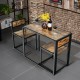 3 Pieces Dining Set Compact Table and 2 Chair with Metal Frame for Small Space