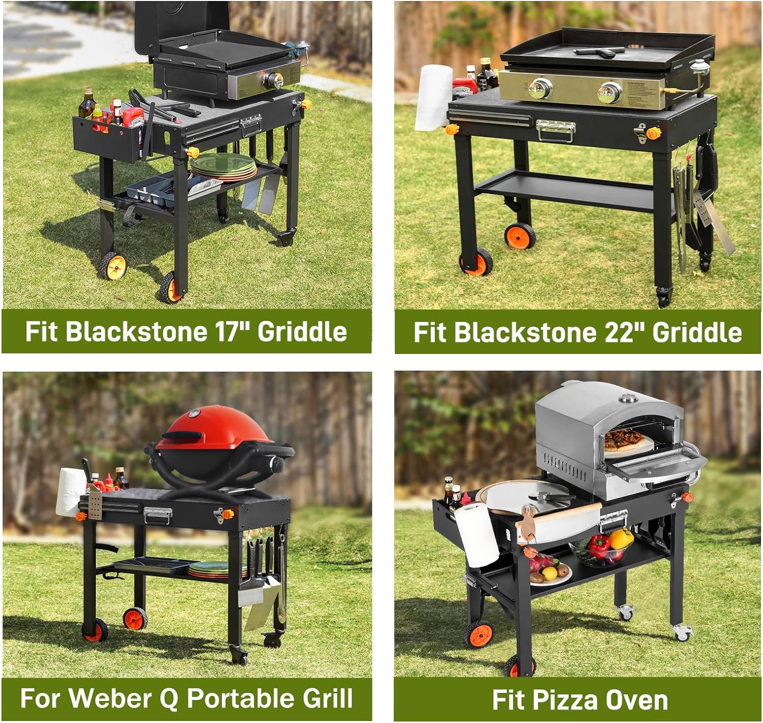 LKVHV Portable Outdoor Grill Table with Wheels – Folding BBQ Stand for Camping & Tailgating