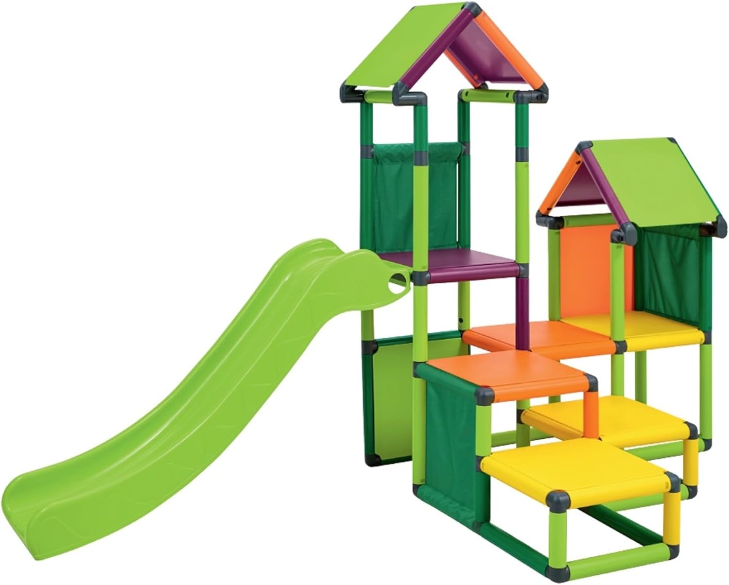 Spilletårn klatretårn Gesa med rutsjebane til småbørn med krigetunnel Mas (7 farver multifarvet)