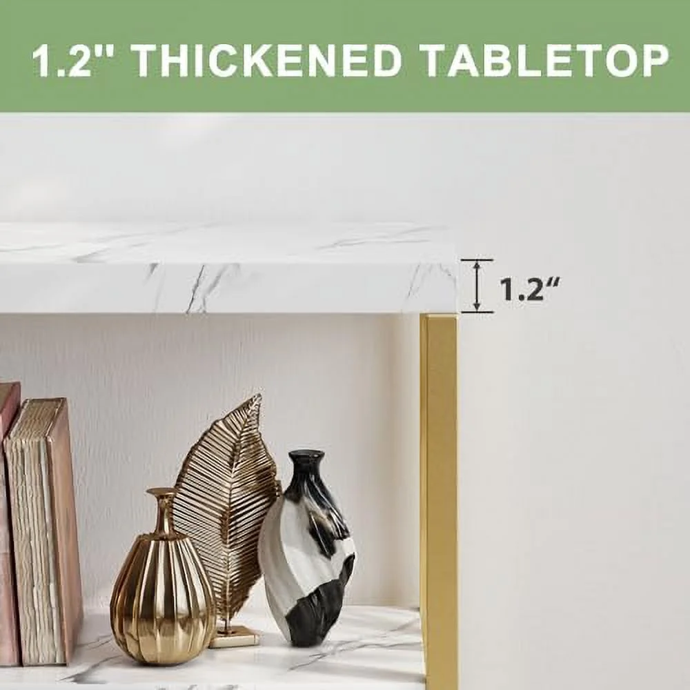 WTYNKAE 55′′ Dark Brown Entryway Console Table with Shelves – Farmhouse Style for Living Room