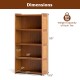 4-Tier Bamboo Bookcase with Doors for Study Room Living Room