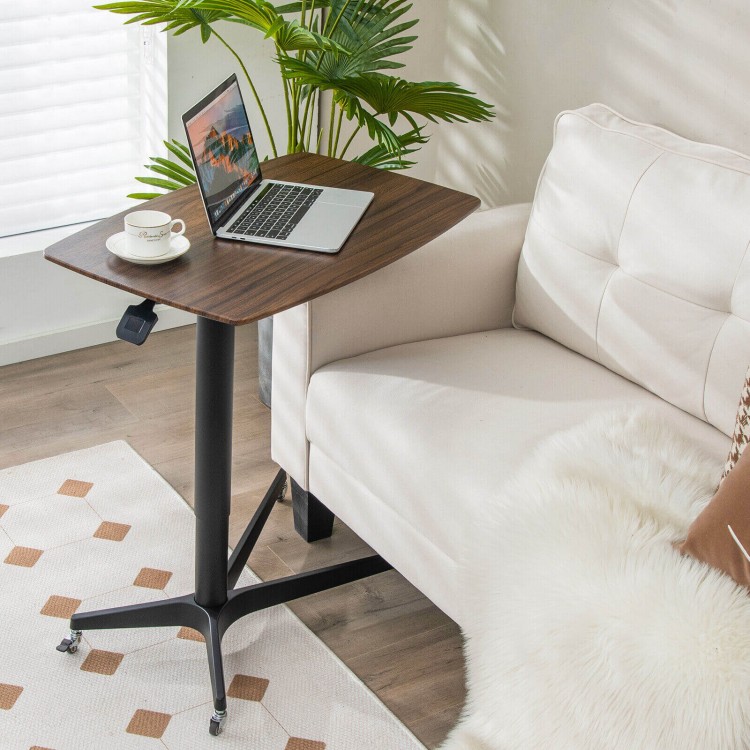 Height Adjustable Mobile Standing Desk with Lockable Wheels