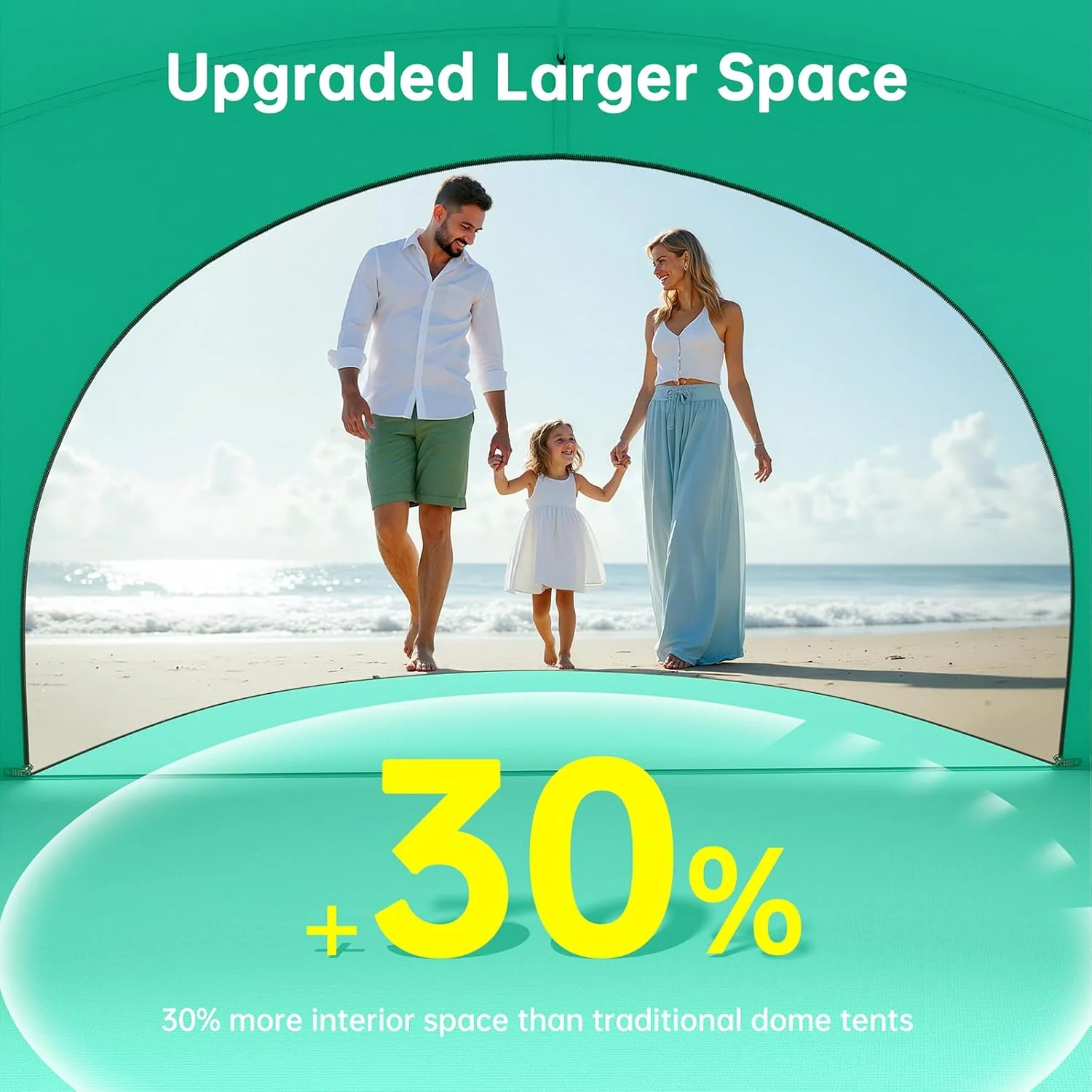 Beach Tent Sun Shelter, Beach Shade Tent with UPF50+ UV Protection, Beach Sun Shelter, Beach Shade with 2 Zippered Doors, Portable Beach Tent for Beach Camping Fishing