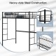 Twin Size Space-saving Metal Loft Bed with Full-Length Guardrail and 2 Ladders