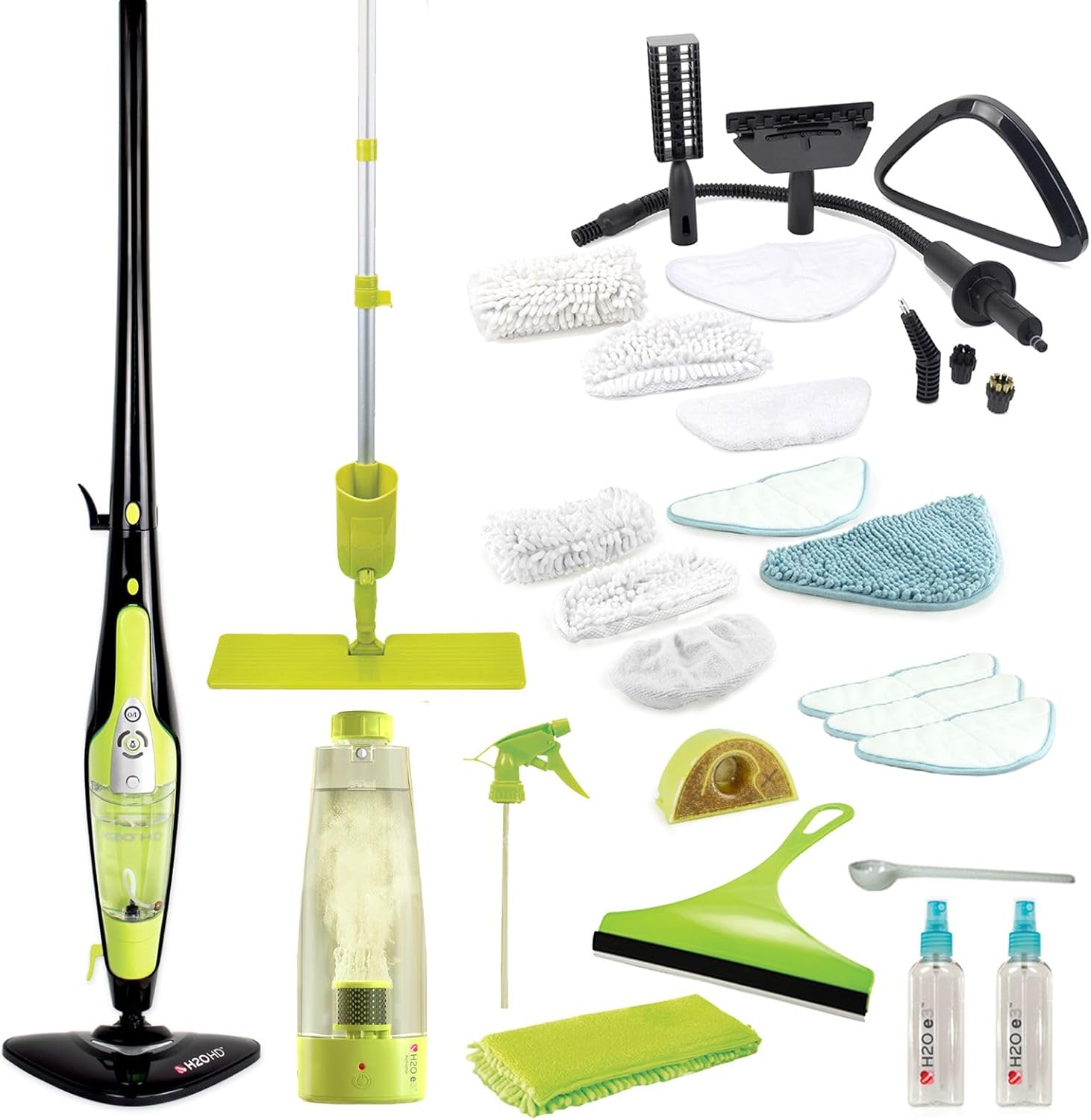 H2O HD-damprenser og dampkost - ødelægger 99,9 % af bakterier uden rengøringskemikalier (H20 HD Steam Mop & Steam Cleaner)