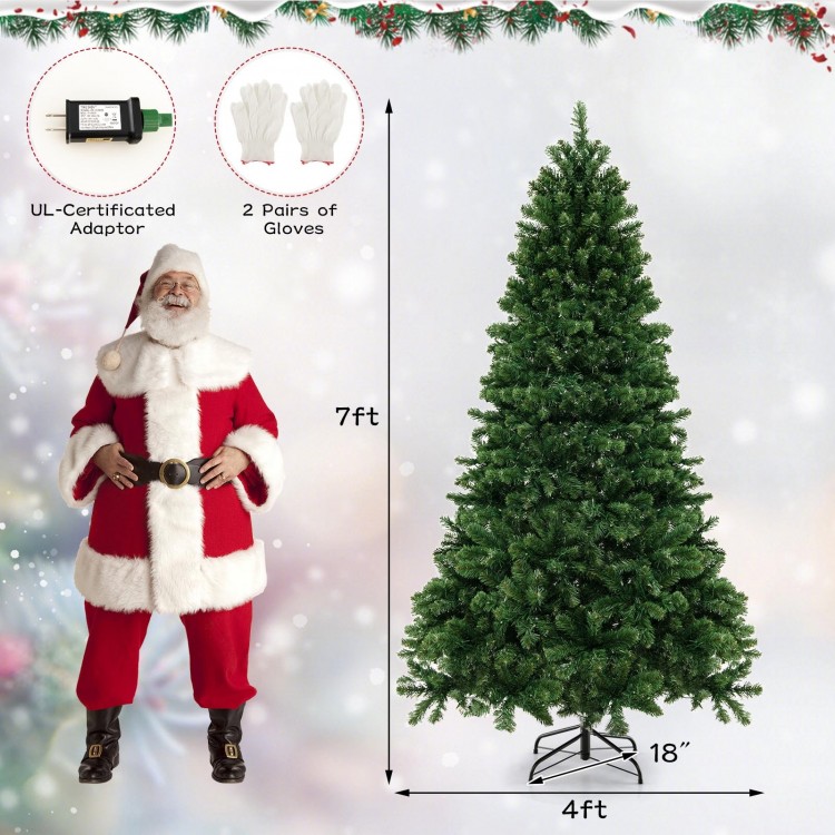 6/7/8 Feet Hinged Christmas Tree with PVC Branch Tips Warm White LED Lights