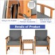 3 Pieces Solid Wood Outdoor Patio Sofa Furniture Set