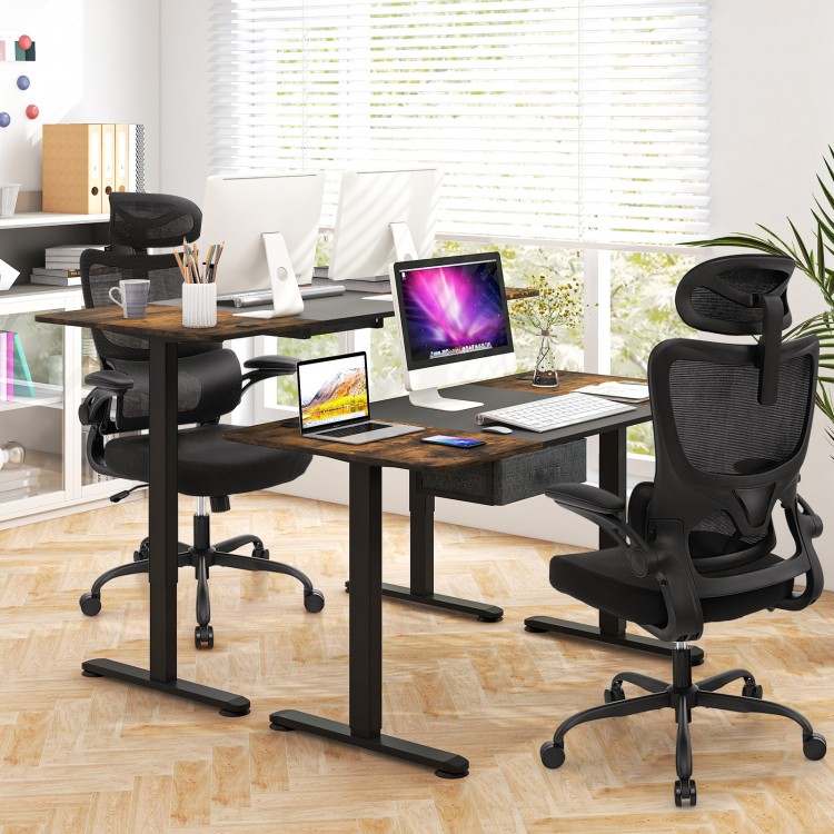 Mesh Office Chair with Adaptive Lumbar Support, Flip-up Armrests, Reclining Backrest