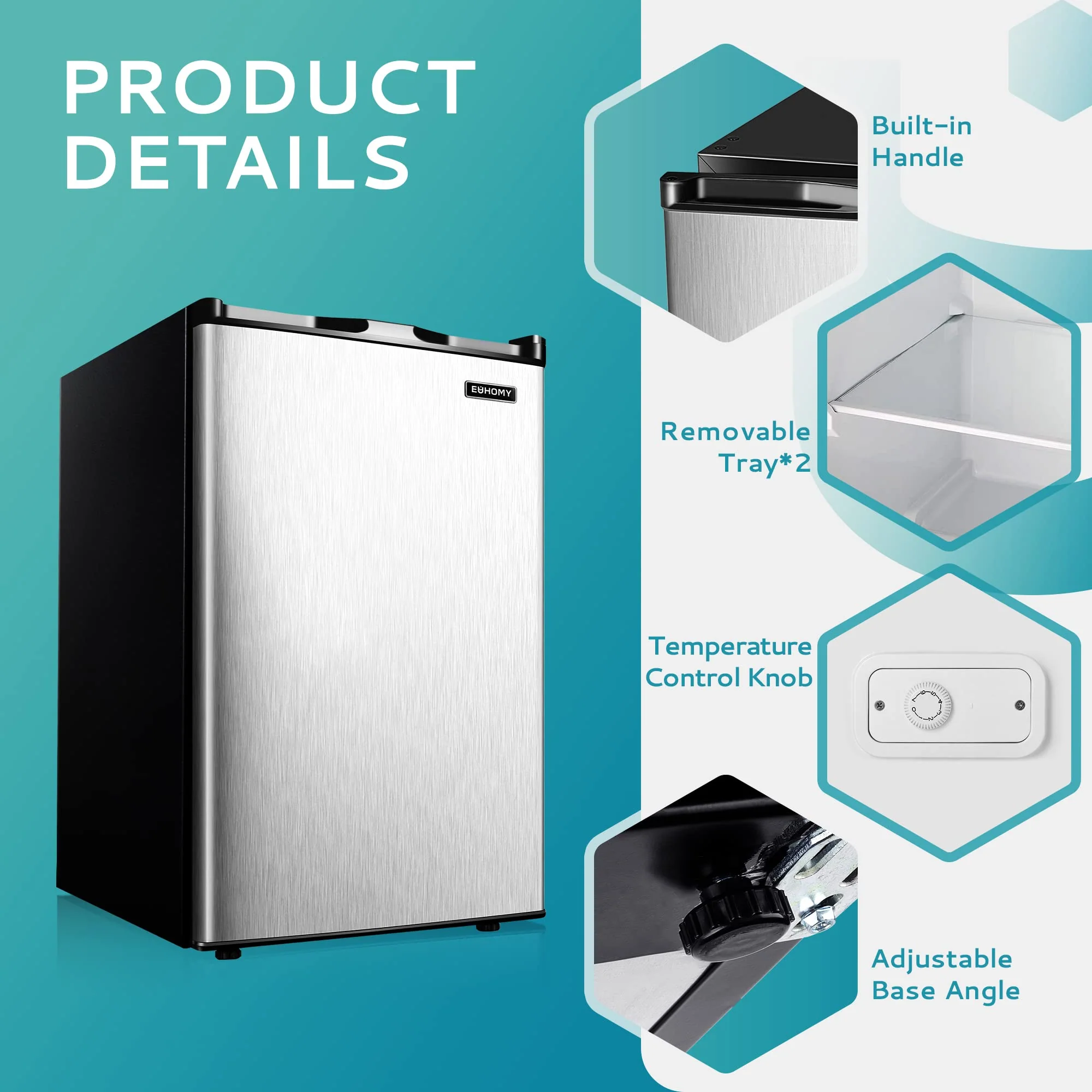 EUHOMY 3.0 Cubic Feet Single Door Compact Mini Upright Freezer