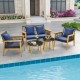 5 Piece Outdoor Conversation Set with 2 Coffee Tables for Backyard Poolside