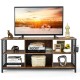 Mid-Century Wooden TV Stand with Storage Basket for TVs up to 65 Inch