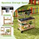 Outdoor Fir Wood Play Kitchen with Blackboard and Planting Pots