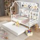 Twin Size Kids Montessori Daybed with Roof and Shelf Compartments