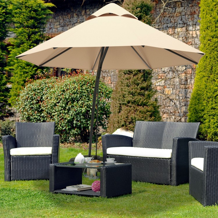 11 Feet Outdoor Cantilever Hanging Umbrella with Base and Wheels