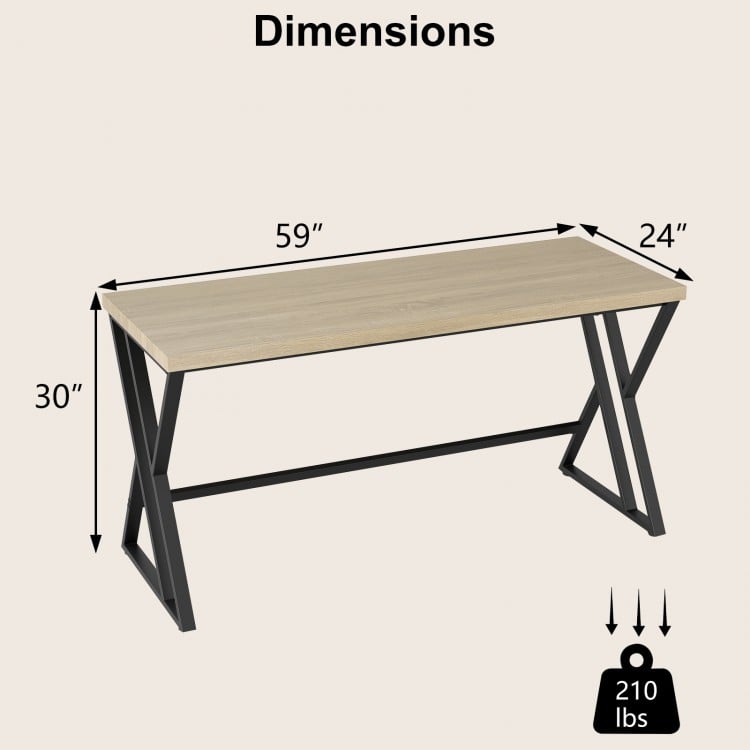 59 Inch Computer Desk with Heavy-duty Metal Frame and Crossbar