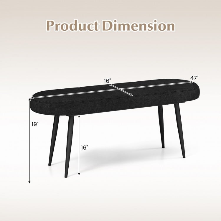 47 Inch Upholstered Entryway Bench with Heavy-duty Metal Frame